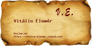 Vitális Elemér névjegykártya